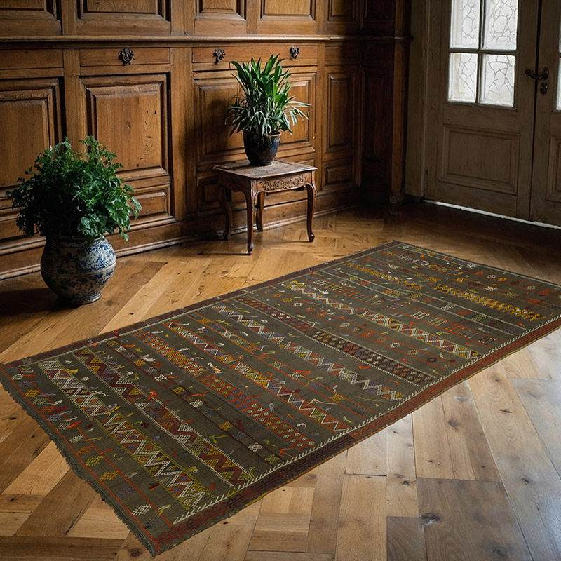 Vintage Anatolian Kilim Rug - 4' 4" x 8' 3" (52" x 99") - K0089778