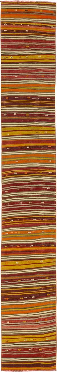 Vintage Striped Turkish Runner - 2' 7" x 17' 1" (31" x 205")