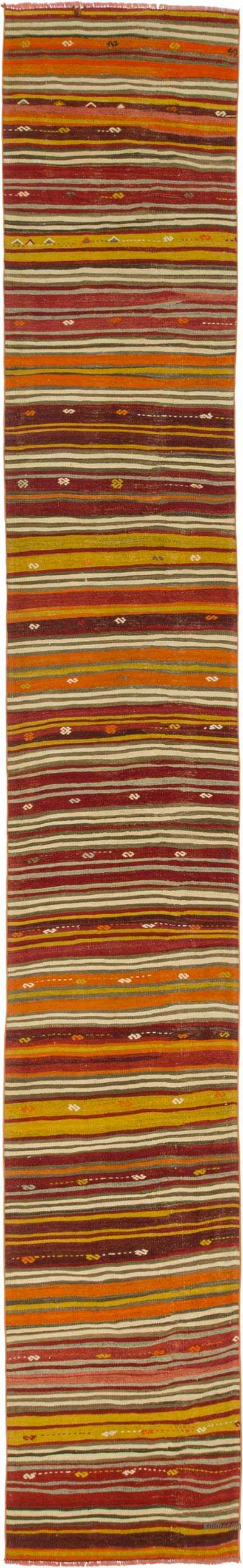 Vintage Striped Turkish Runner - 2' 7" x 17' 1" (31" x 205")