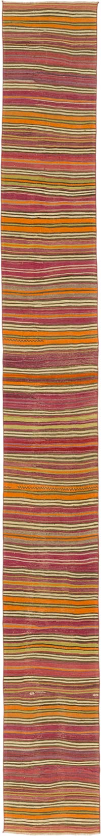 Vintage Striped Turkish Runner - 2' 6" x 21'  (30" x 252")