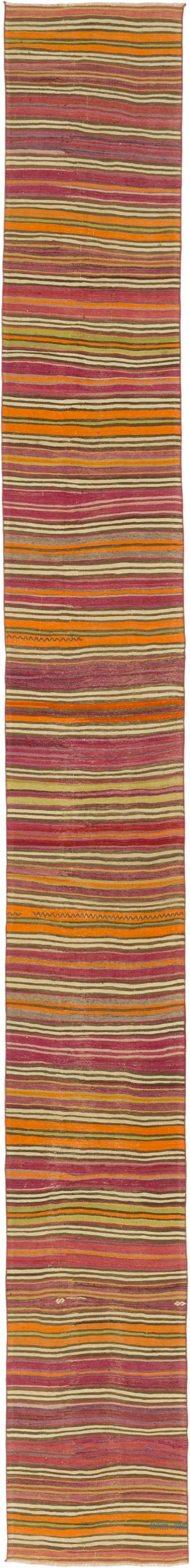 Çizgili Vintage Kilim Yolluk - 75 cm x 640 cm