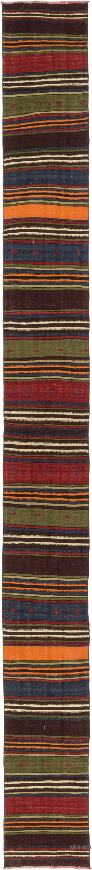 Çizgili Vintage Kilim Yolluk - 73 cm x 710 cm