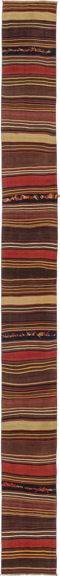 Çizgili Vintage Kilim Yolluk - 70 cm x 711 cm