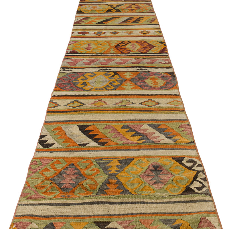 Vintage Turkish Kilim Runner - 2' 4" x 17' 5" (28" x 209") - K0089787
