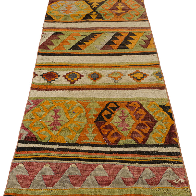 Vintage Turkish Kilim Runner - 2' 4" x 17' 5" (28" x 209") - K0089787