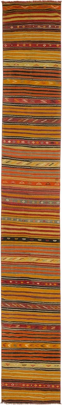 Vintage Striped Turkish Runner - 2' 9" x 18' 6" (33" x 222")