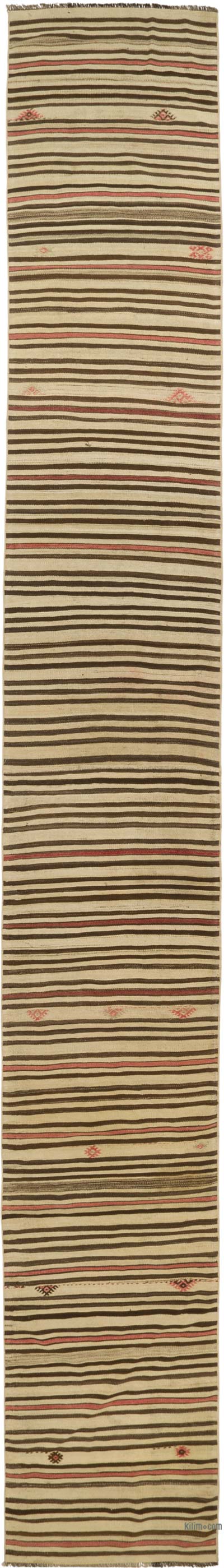 Çizgili Vintage Kilim Yolluk - 74 cm x 545 cm