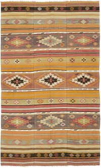 Vintage Manisa Kilim Rug - 5' 11" x 9' 7" (71" x 115")
