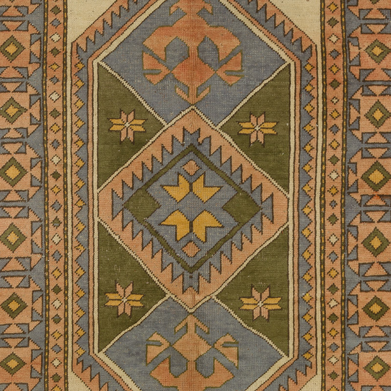 Alfombra Vintage Turca Anudada a Mano - 141 cm x 235 cm - K0089801