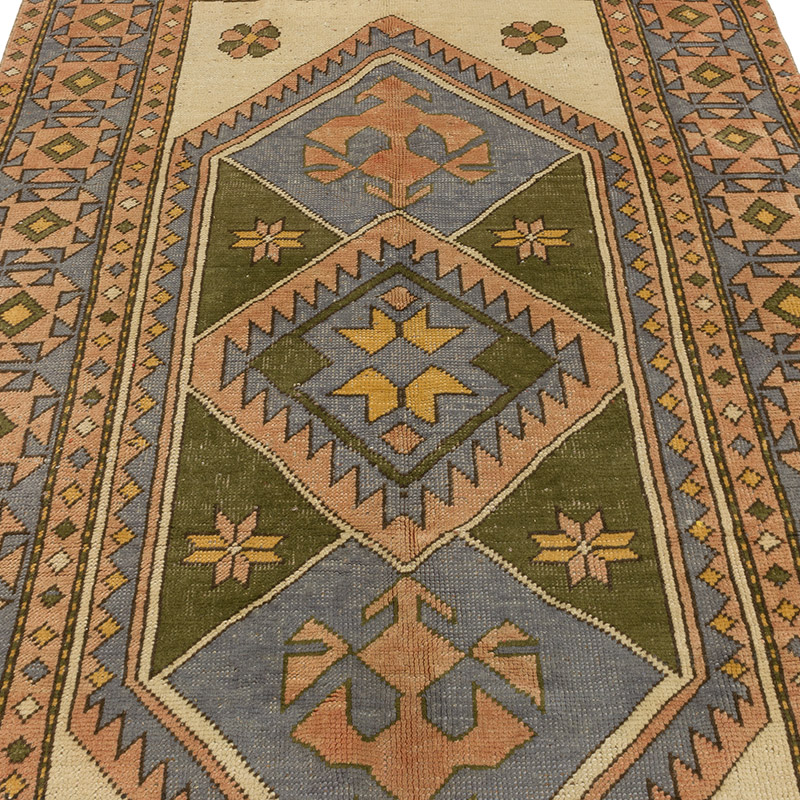 Alfombra Vintage Turca Anudada a Mano - 141 cm x 235 cm - K0089801