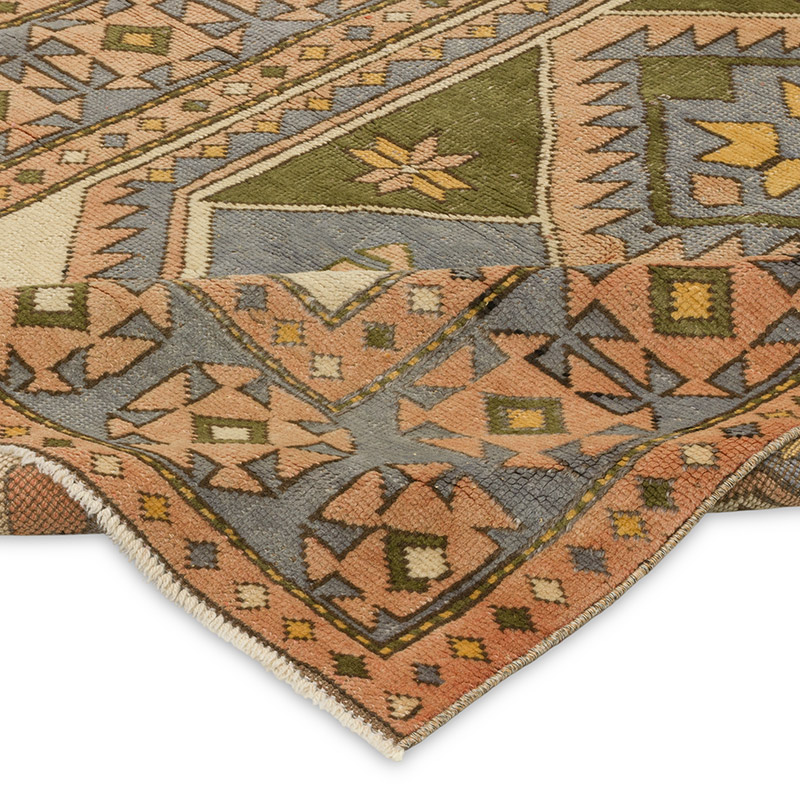 Alfombra Vintage Turca Anudada a Mano - 141 cm x 235 cm - K0089801