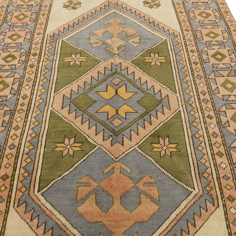 Alfombra Vintage Turca Anudada a Mano - 141 cm x 235 cm - K0089801