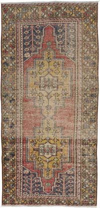 Vintage Turkish Hand-Knotted Rug - 130 cm x 264 cm