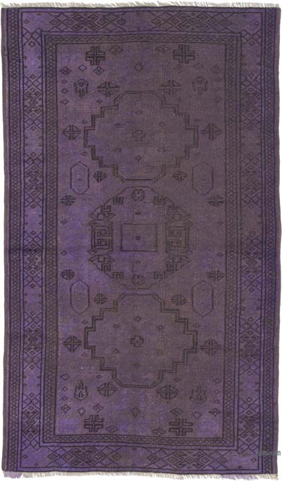 Boyalı El Dokuma Vintage Halı - 106 cm x 178 cm