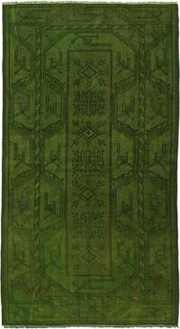 Alfombra Turca Vintage Sobre-teñida - 114 cm x 206 cm