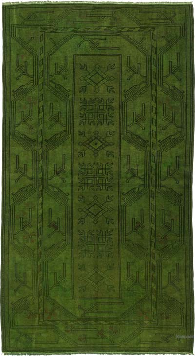 Boyalı El Dokuma Vintage Halı - 114 cm x 206 cm