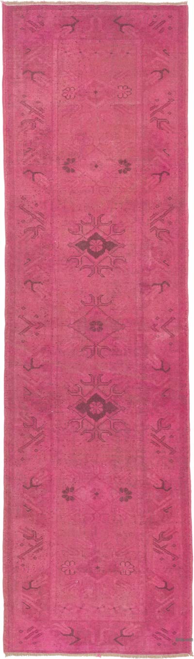Over-dyed Vintage Hand-Knotted Turkish Runner - 2' 7" x 9' 1" (31" x 109")