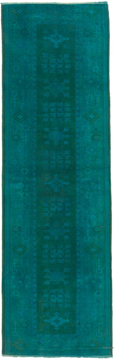 Boyalı El Dokuma Vintage Halı Yolluk - 87 cm x 277 cm