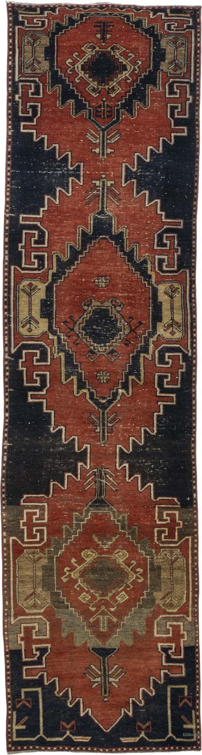 Vintage Turkish Hand-Knotted Runner - 2' 11" x 11' 2" (35" x 134")
