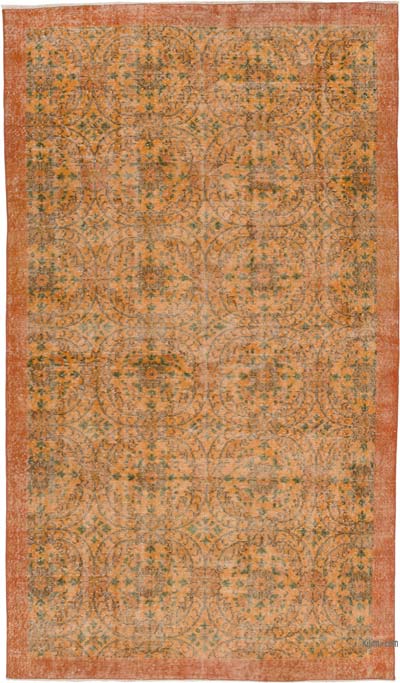 Boyalı El Dokuma Vintage Halı - 155 cm x 266 cm