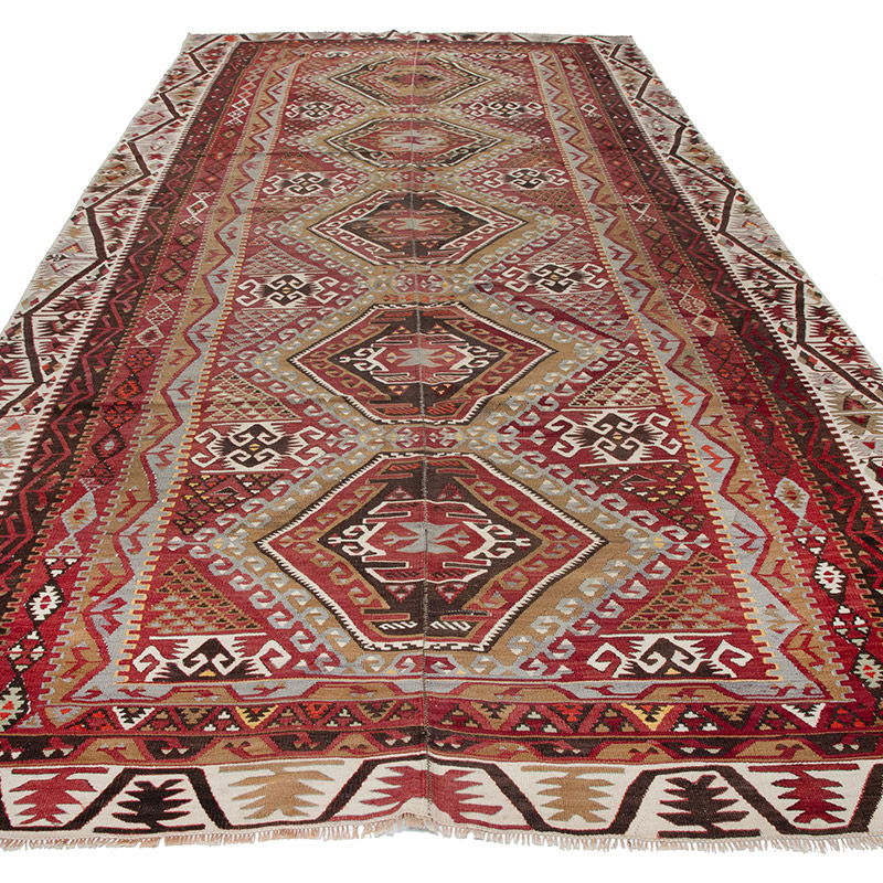 Vintage Kayseri Kilim Rug - 6' 3" x 12' 10" (75" x 154") - K0089884