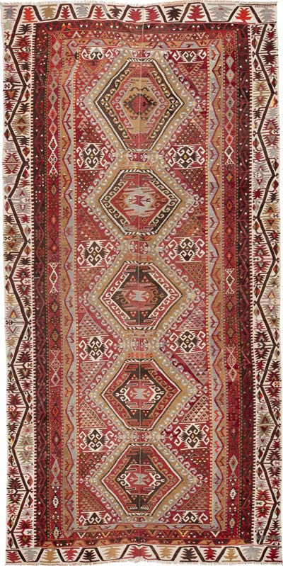 Vintage Kayseri Kilim Rug - 6' 3" x 12' 10" (75" x 154")