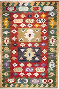 New Turkish Handwoven Kilim Rug - 7' 2" x 10' 9" (86" x 129")
