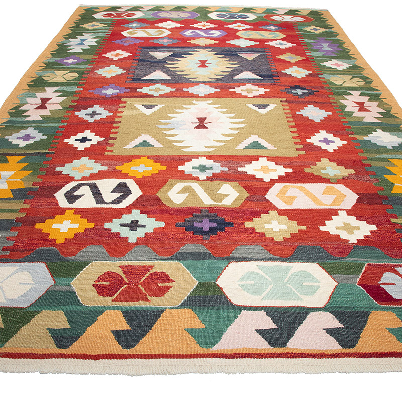 New Turkish Handwoven Kilim Rug - 7' 2" x 10' 9" (86" x 129") - K0089887