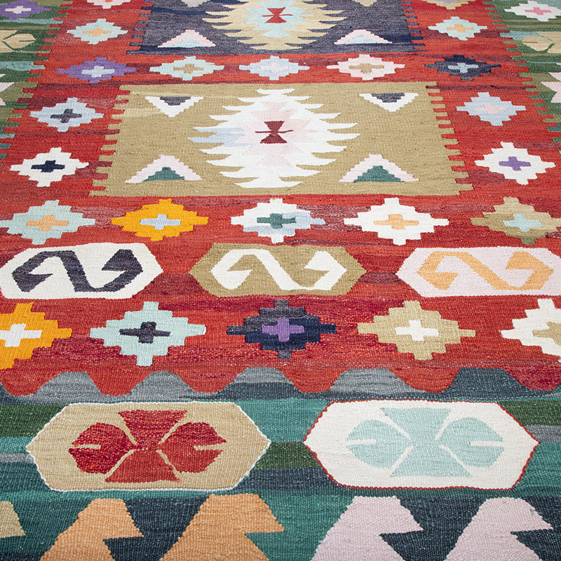 New Turkish Handwoven Kilim Rug - 7' 2" x 10' 9" (86" x 129") - K0089887