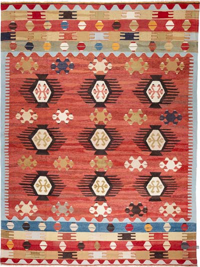 New Turkish Handwoven Kilim Rug - 8' 6" x 11' 7" (102" x 139")
