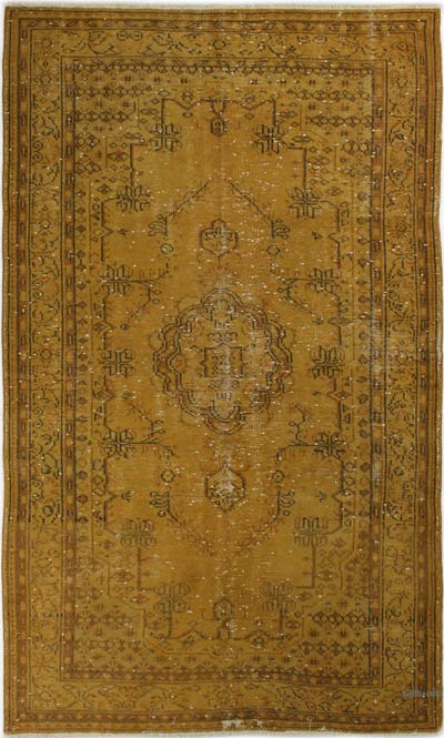 Boyalı El Dokuma Vintage Halı - 154 cm x 258 cm
