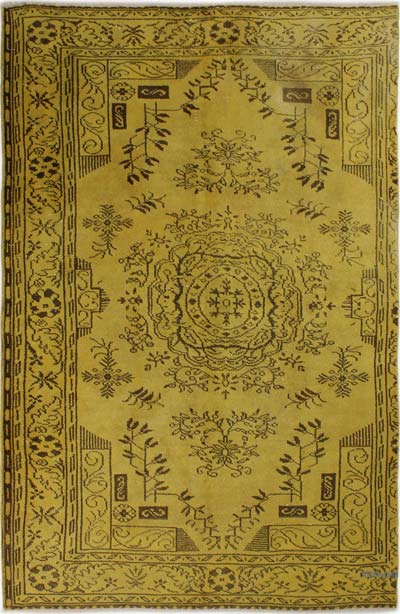 Boyalı El Dokuma Vintage Halı - 169 cm x 267 cm