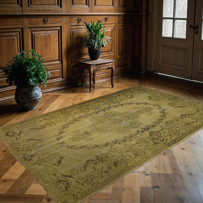 Boyalı El Dokuma Vintage Halı - 154 cm x 254 cm - K0089917