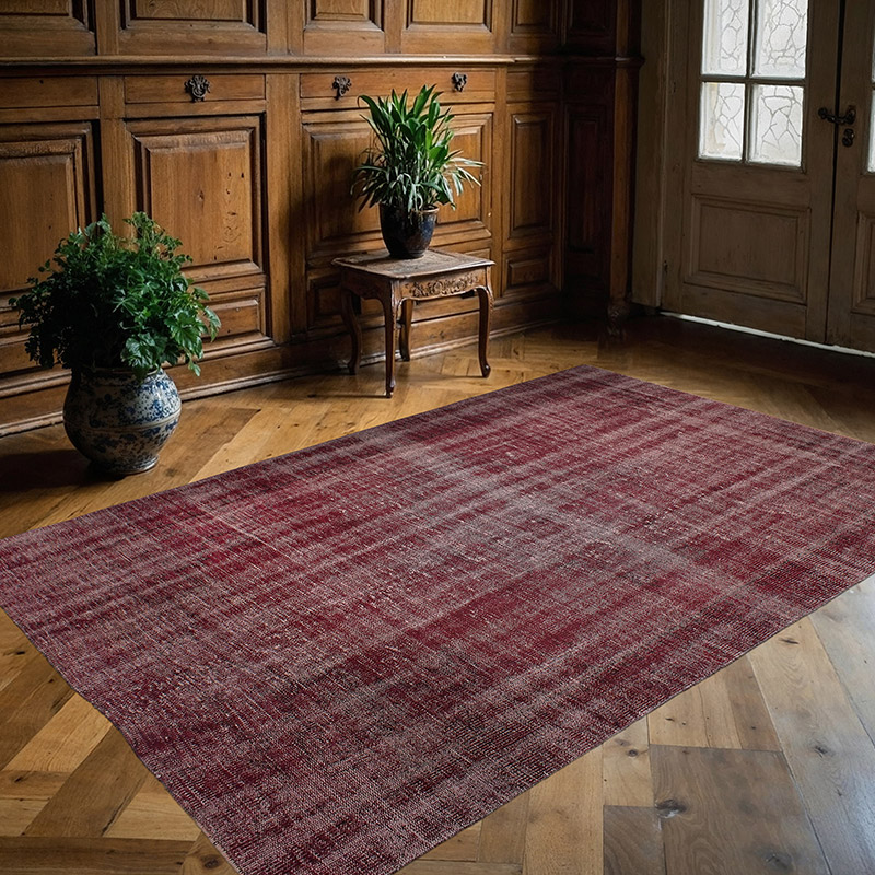 Over-dyed Vintage Hand-Knotted Turkish Rug - 5' 7" x 8' 6" (67" x 102") - K0089919