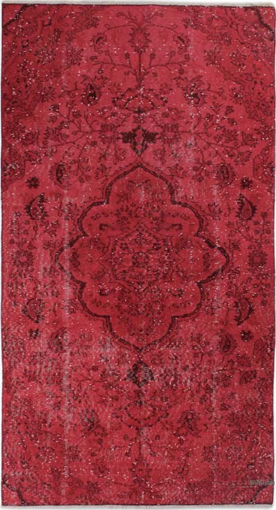 Boyalı El Dokuma Vintage Halı - 121 cm x 223 cm
