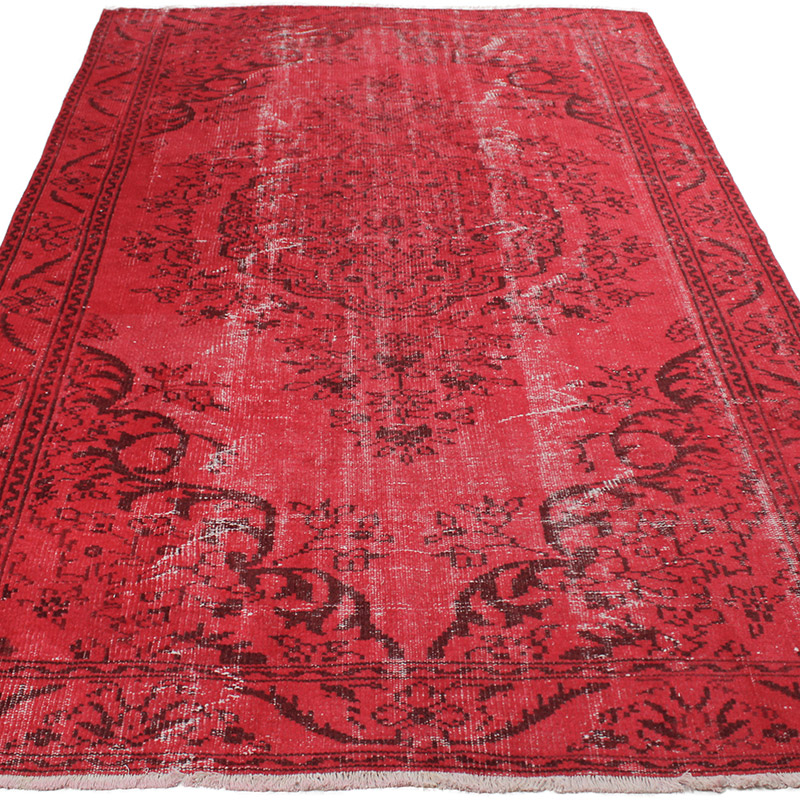 Over-dyed Vintage Hand-Knotted Turkish Rug - 5' 3" x 9'  (63" x 108") - K0089929