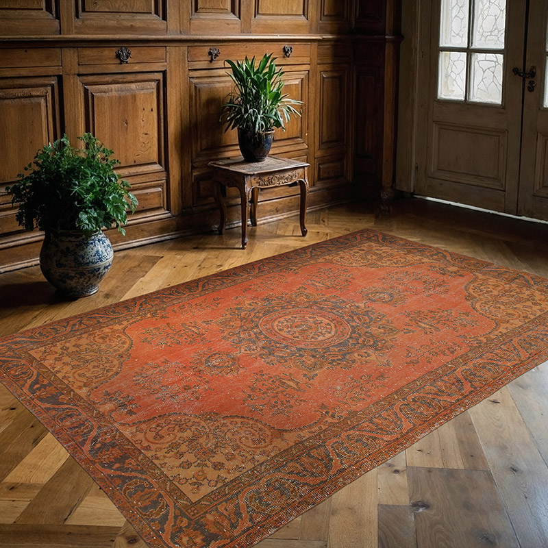 Over-dyed Vintage Hand-Knotted Turkish Rug - 5' 7" x 8' 6" (67" x 102") - K0089941