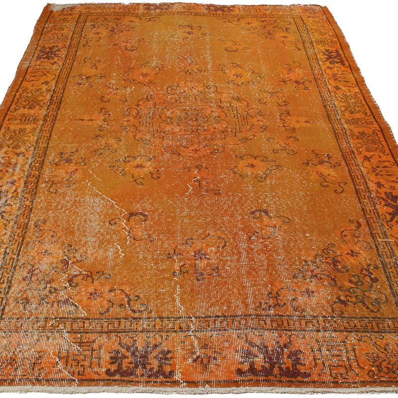 Over-dyed Vintage Hand-Knotted Turkish Rug - 5' 9" x 9'  (69" x 108") - K0089942