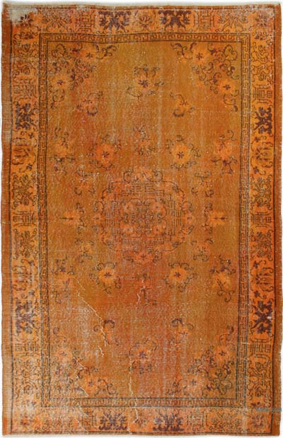 Boyalı El Dokuma Vintage Halı - 176 cm x 275 cm