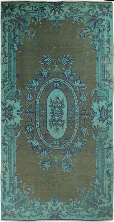 Boyalı El Dokuma Vintage Halı - 136 cm x 270 cm