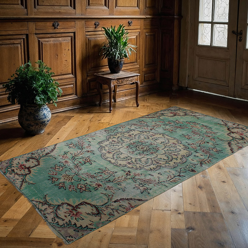 Alfombra Vintage Turca Anudada a Mano - 117 cm x 233 cm - K0089963