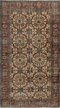 Alfombra Vintage Turca Anudada a Mano - 107 cm x 197 cm