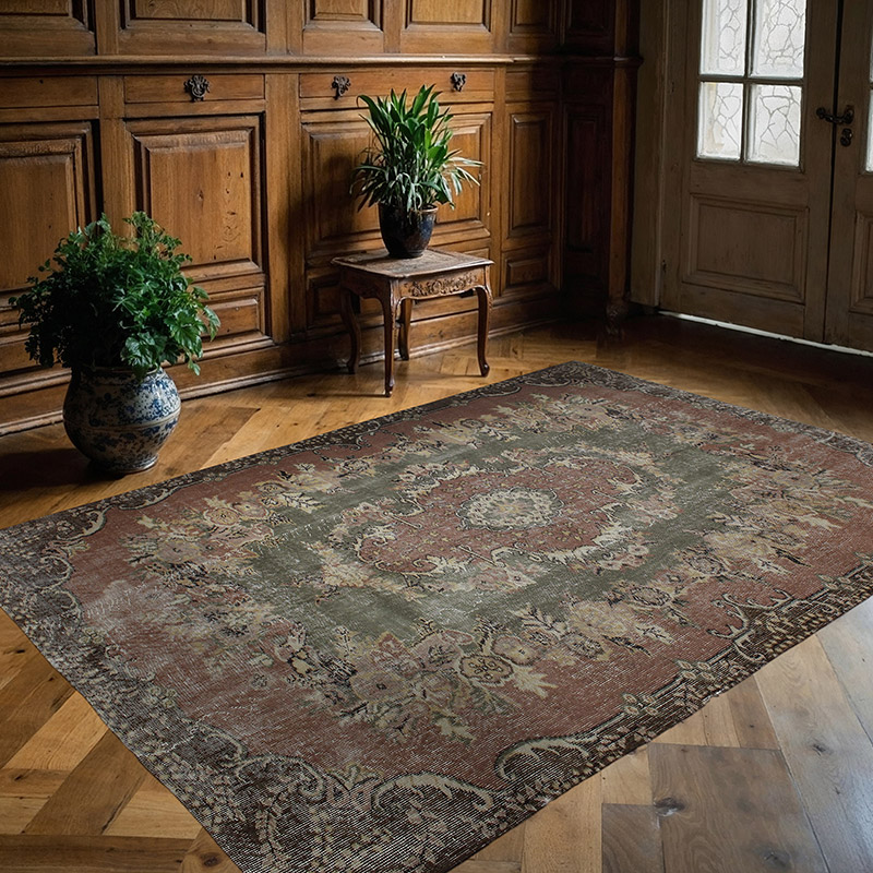 Alfombra Vintage Turca Anudada a Mano - 180 cm x 250 cm - K0089981