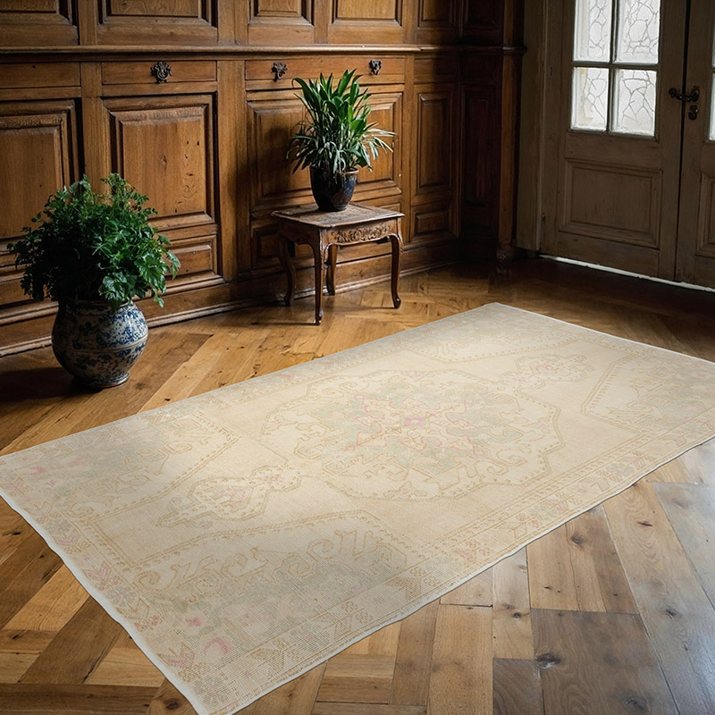 Alfombra Vintage Turca Anudada a Mano - 138 cm x 240 cm - K0090586