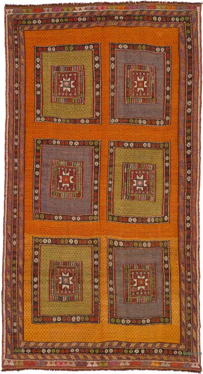 Vintage Fethiye Jijim Rug - 6' 2" x 11' 8" (74" x 140")