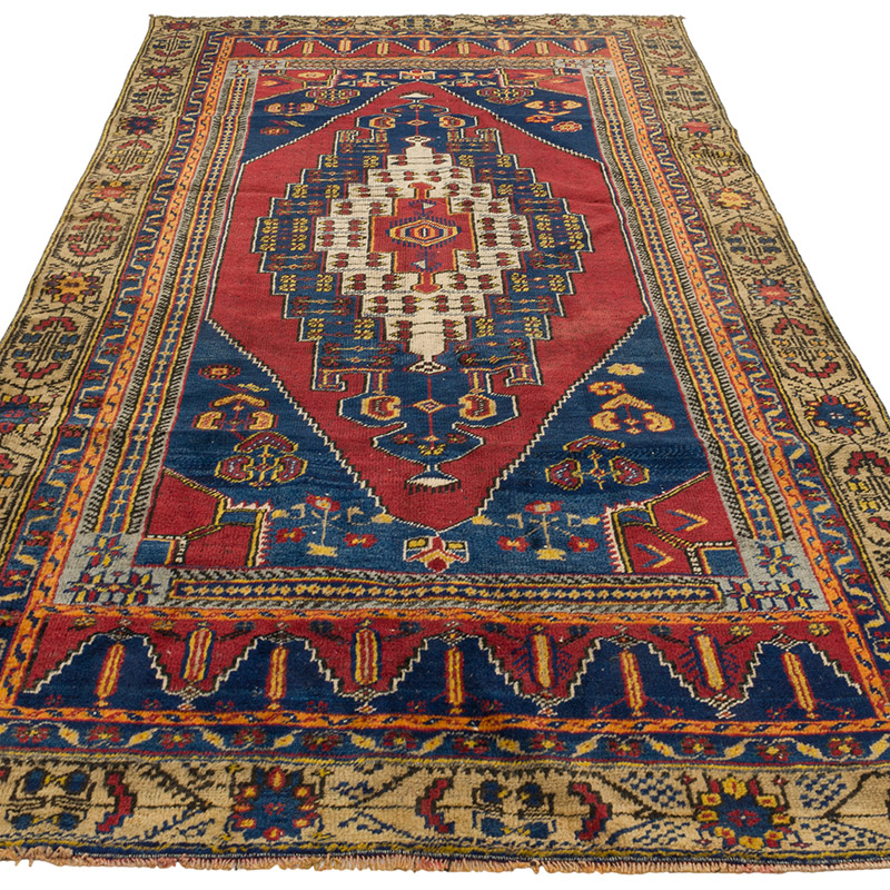 Alfombra Vintage Turca Anudada a Mano - 133 cm x 271 cm - K0090764