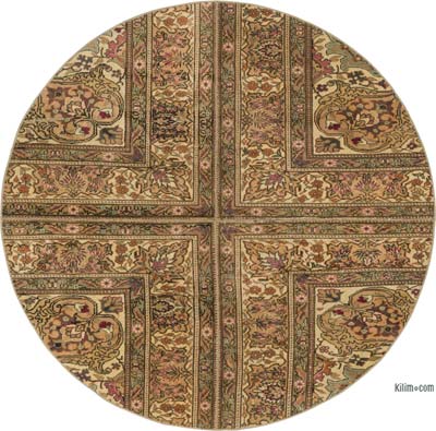 Yuvarlak Boyali Patchwork Halı