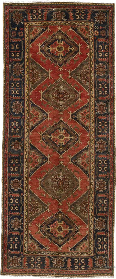 Vintage Turkish Hand-Knotted Runner - 4' 9" x 11' 4" (57" x 136")
