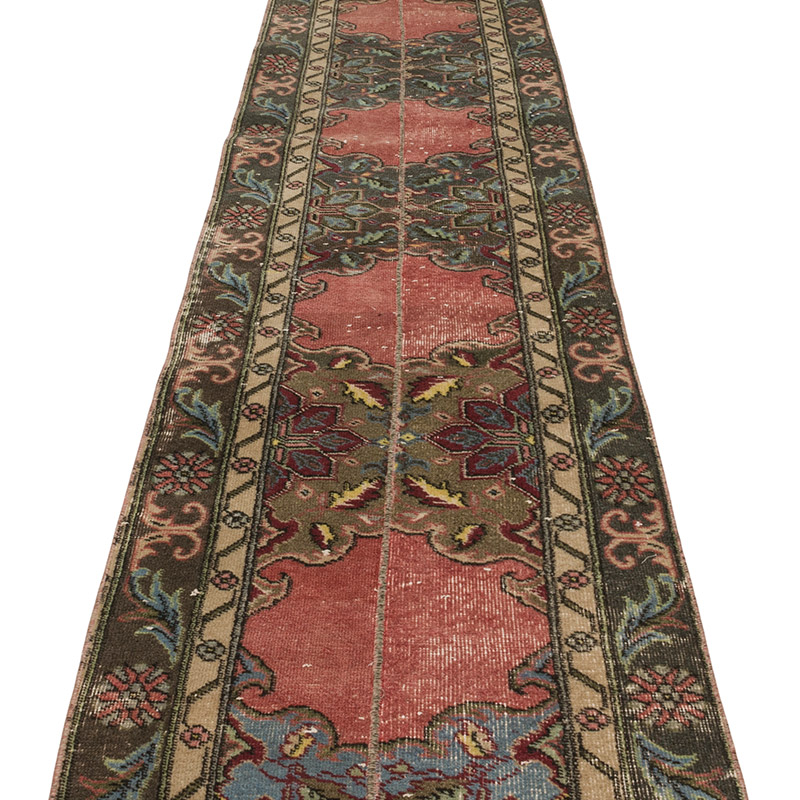 Pasillo Vintage Turco Anudado a Mano - 64 cm x 374 cm - K0090783