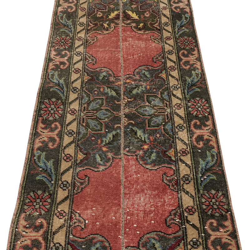 Pasillo Vintage Turco Anudado a Mano - 64 cm x 374 cm - K0090783